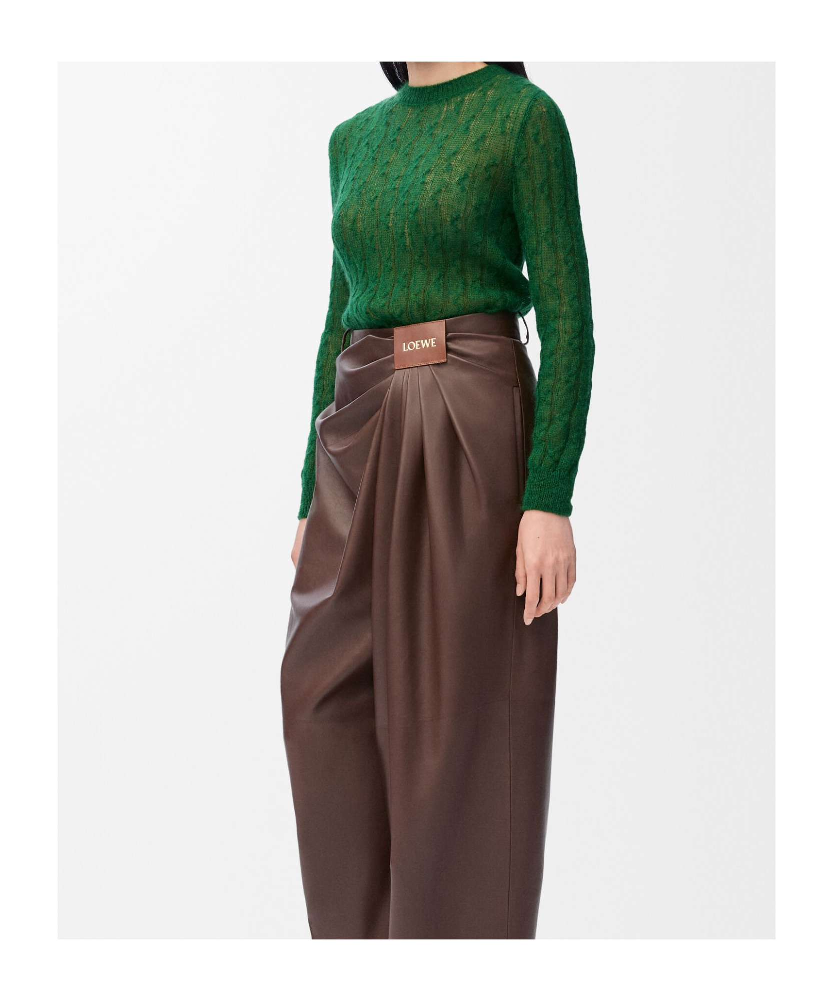 Loewe Crew Neck Long Sleeve Sweater In Green