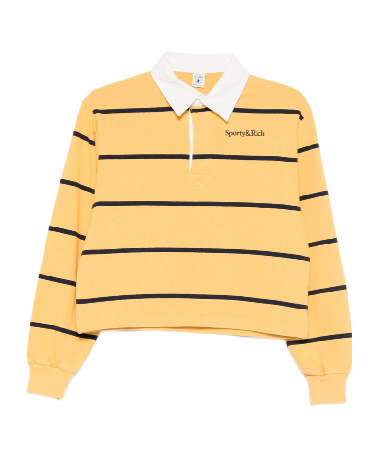 Sporty And Rich Striped Polo Shirt In Neutral