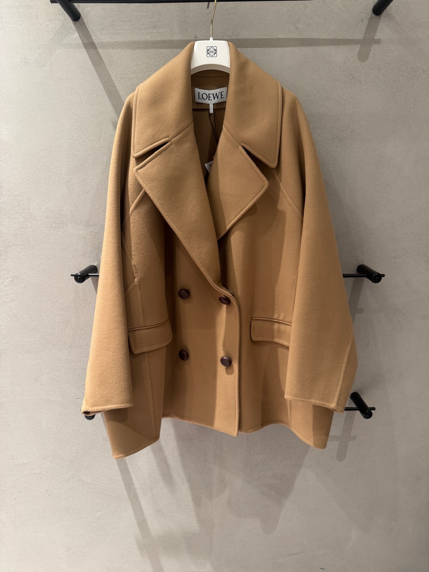 Loewe Wool Coat Double Breasted Wide Lapels In Multi