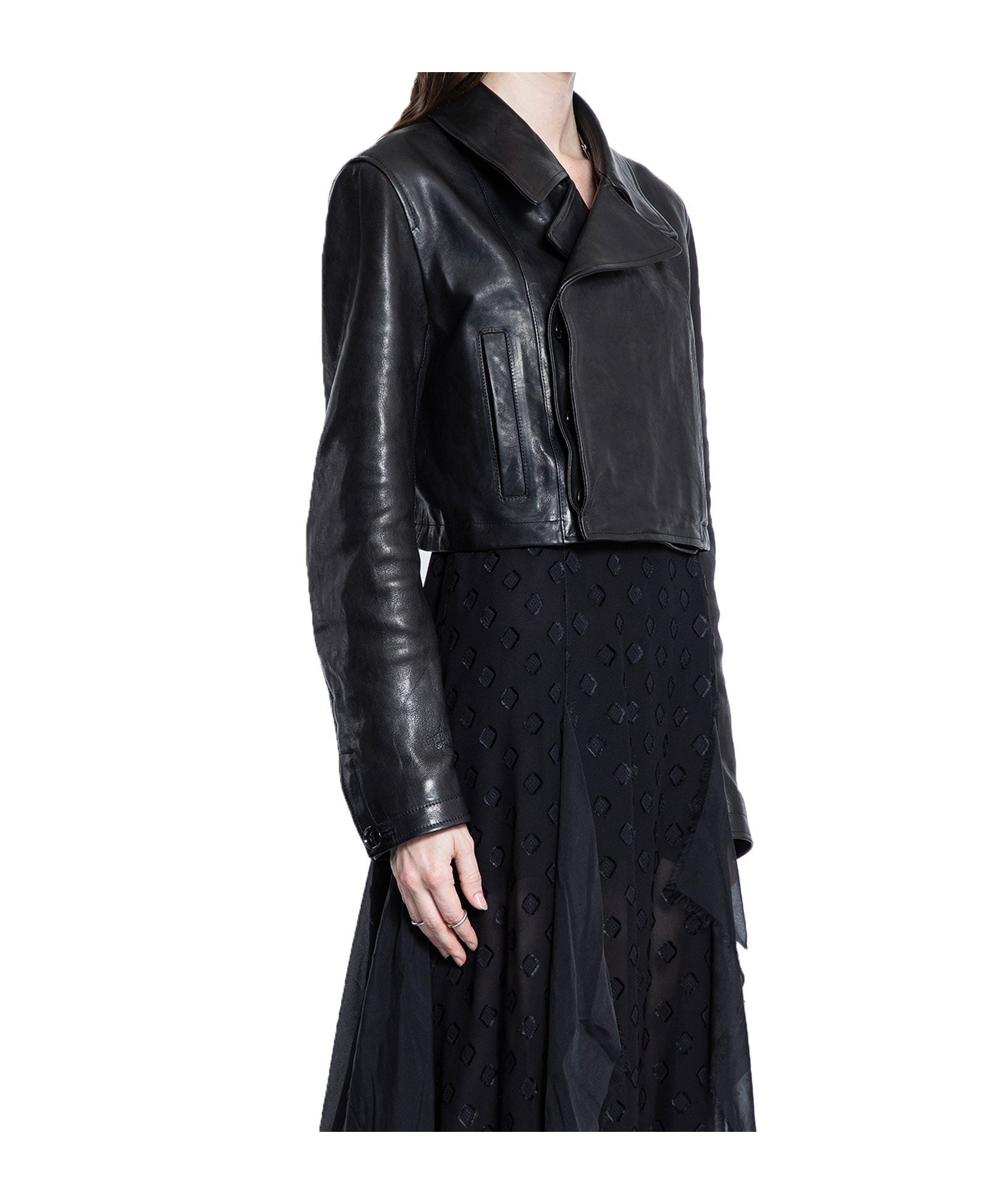Ann Demeulemeester Long Sleeve Leather Jacket In Black