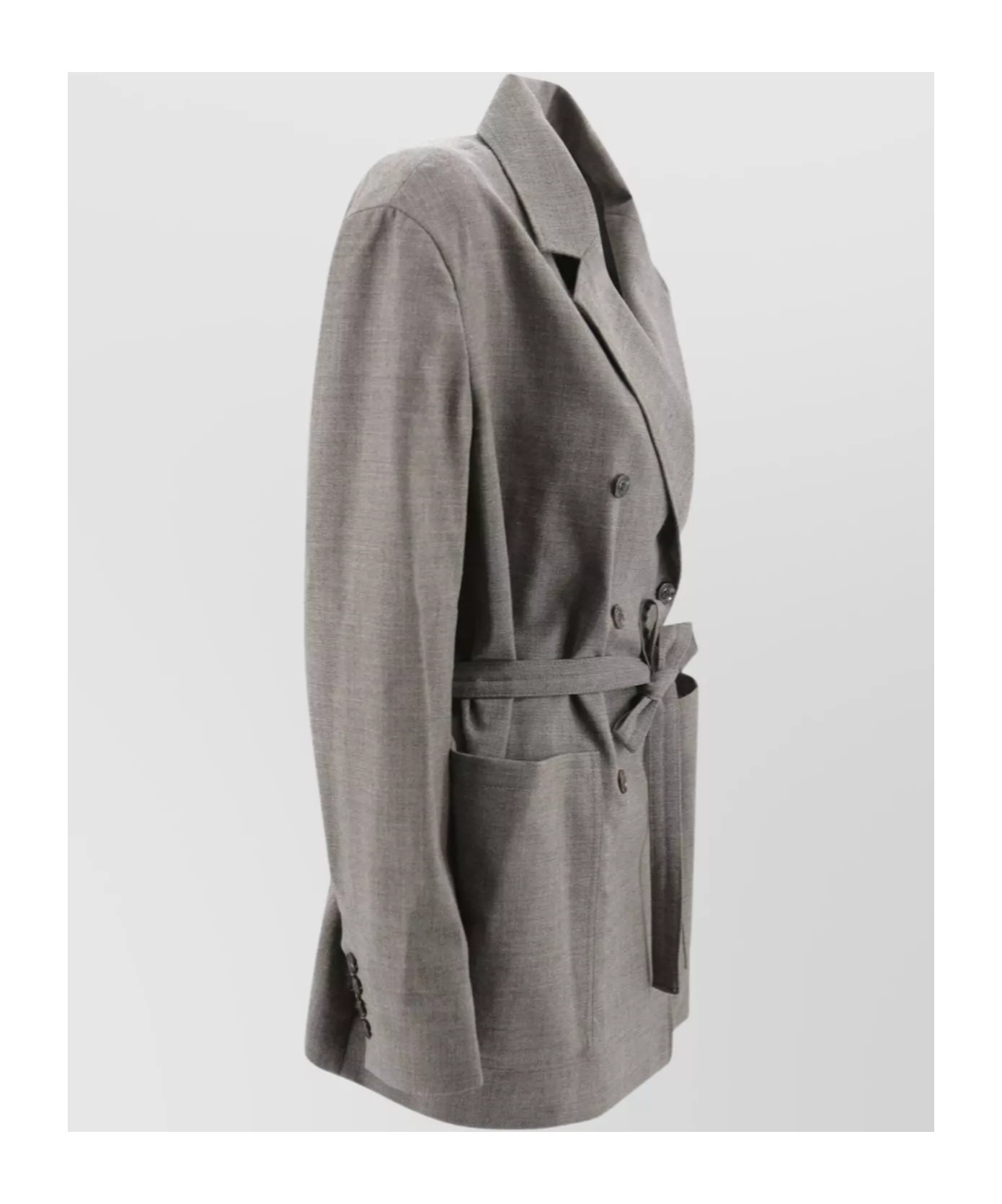 Soeur Double-breasted Jacket With Belted Waist In Gray