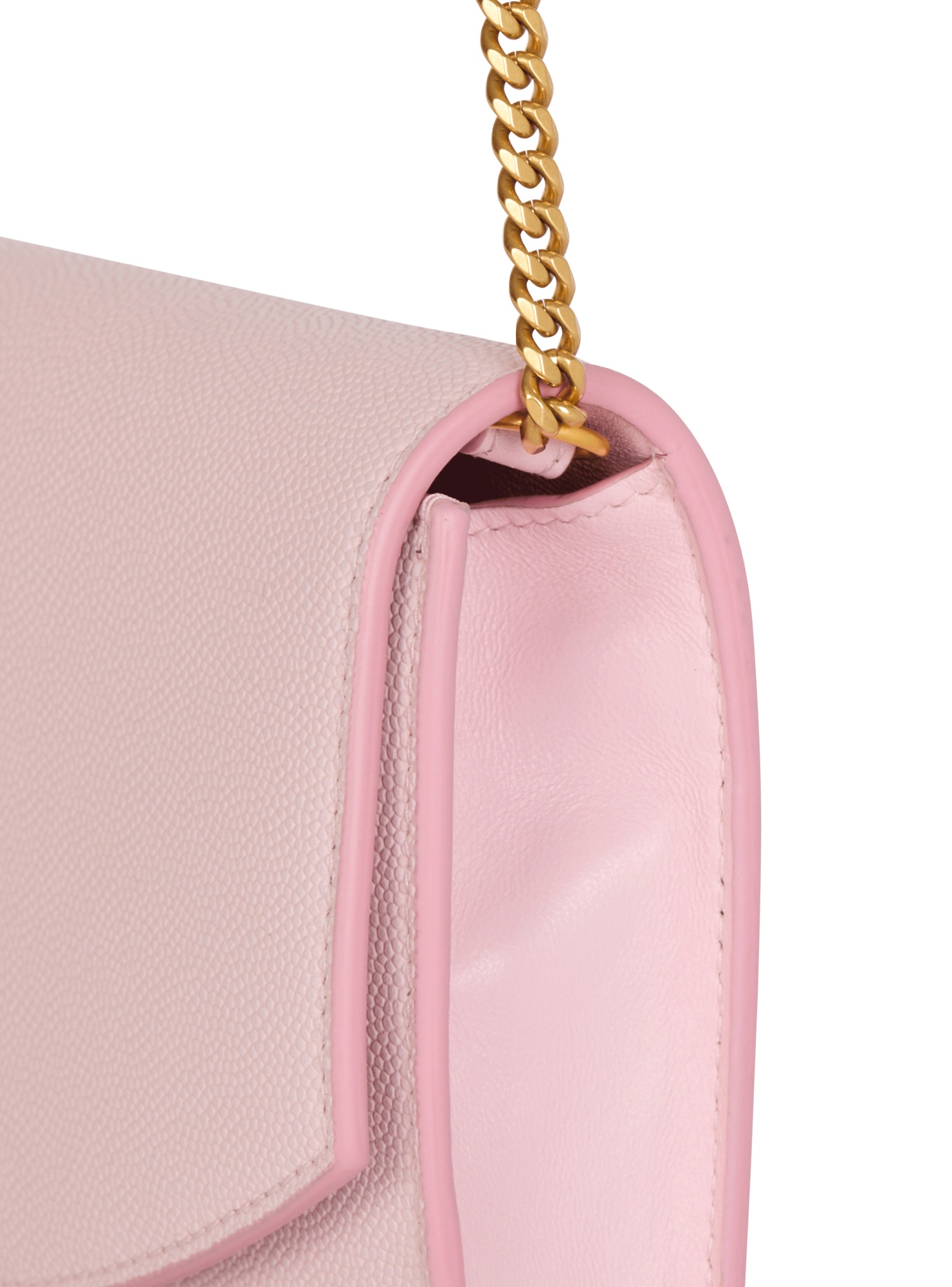 Balmain Emblème Leather Clutch Bag In Pink