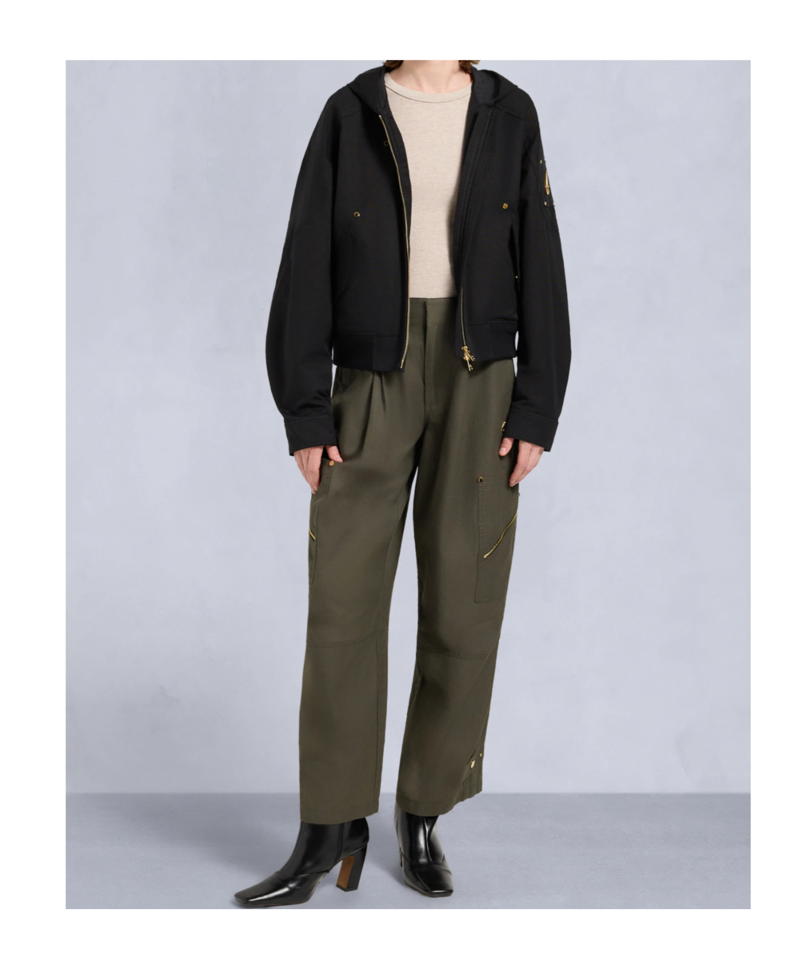 Moose Knuckles Hooded Bomber Jacket Fur Trim In Black