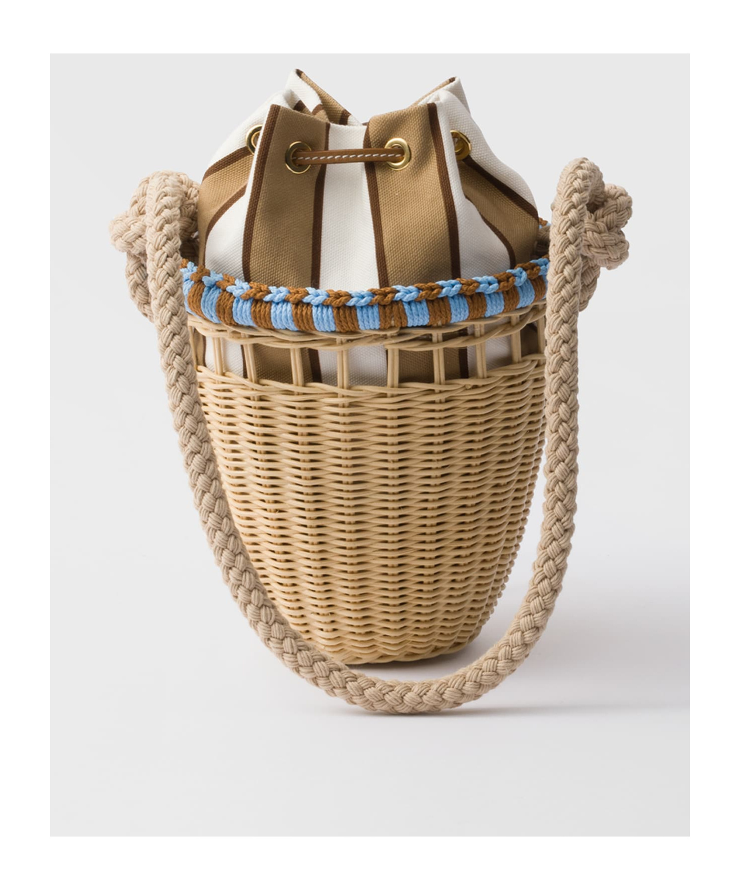 Prada Wicker Mini Bucket Bag