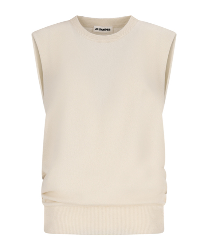 Jil Sander Sleeveless Knitted Vest In Nude
