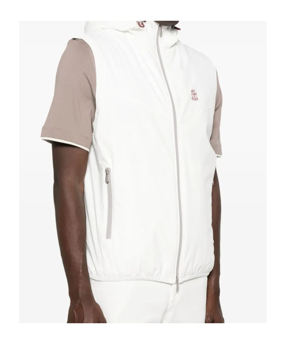 Brunello Cucinelli Hooded Waistcoat In White