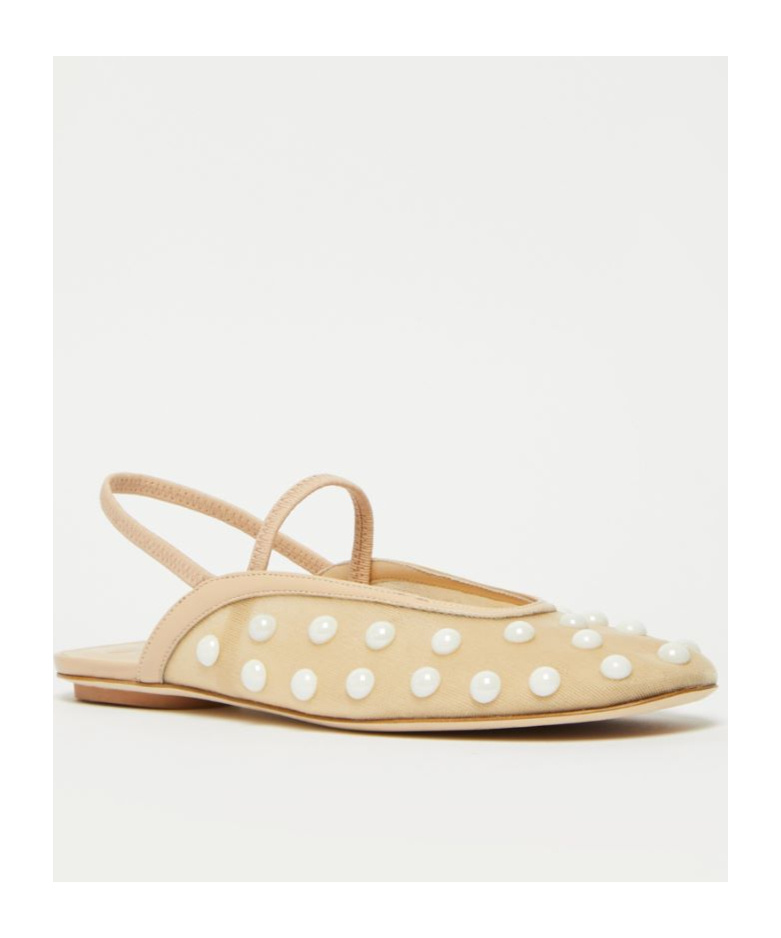 Weekend Max Mara Pearl-embellished Slingback Flats In Nude