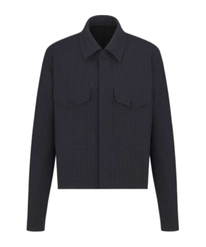 Dior Striped Wool Jacket In Black