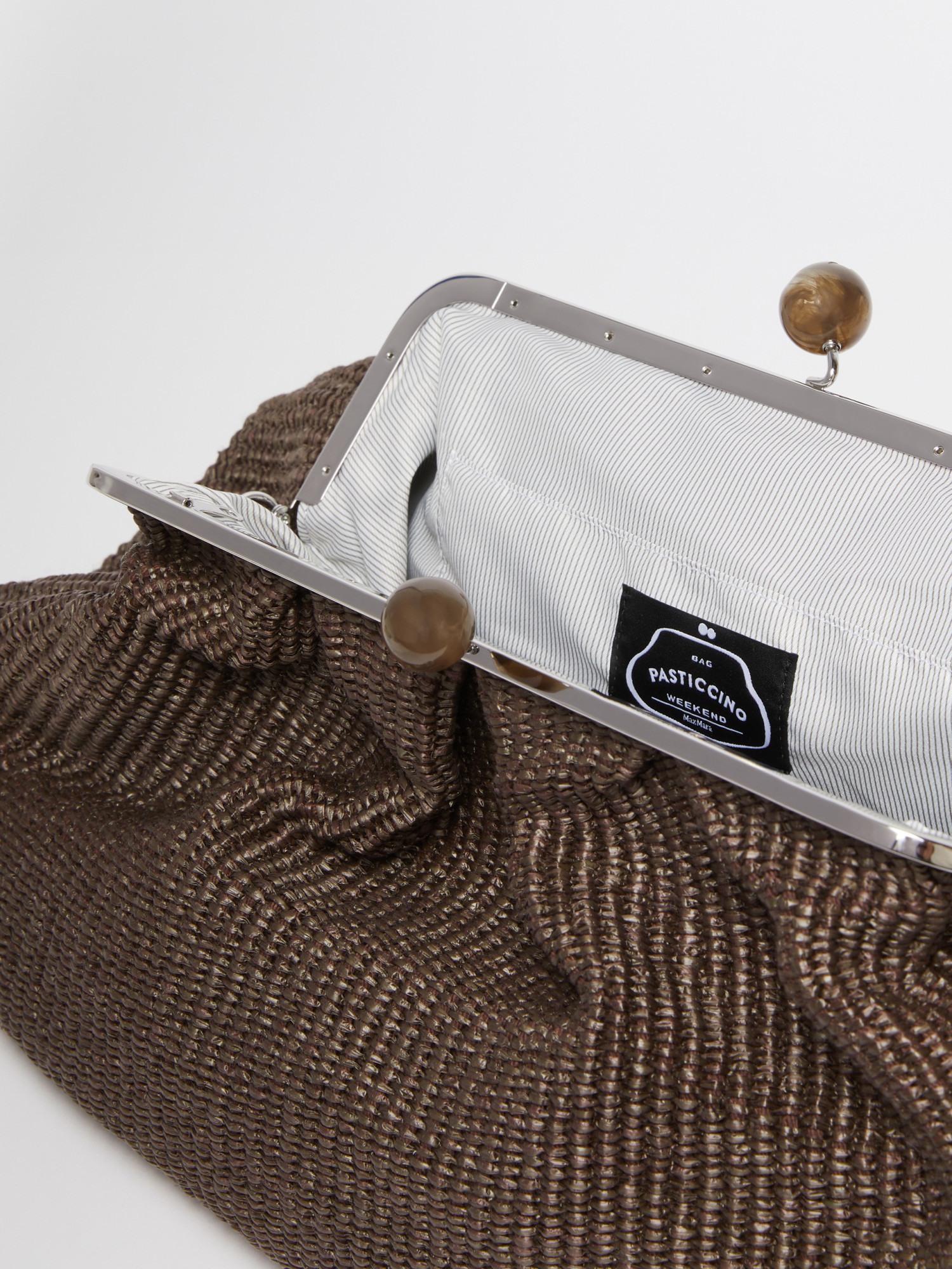 Weekend Max Mara Large Raffia-effect Pasticcino Bag In Dark Brown