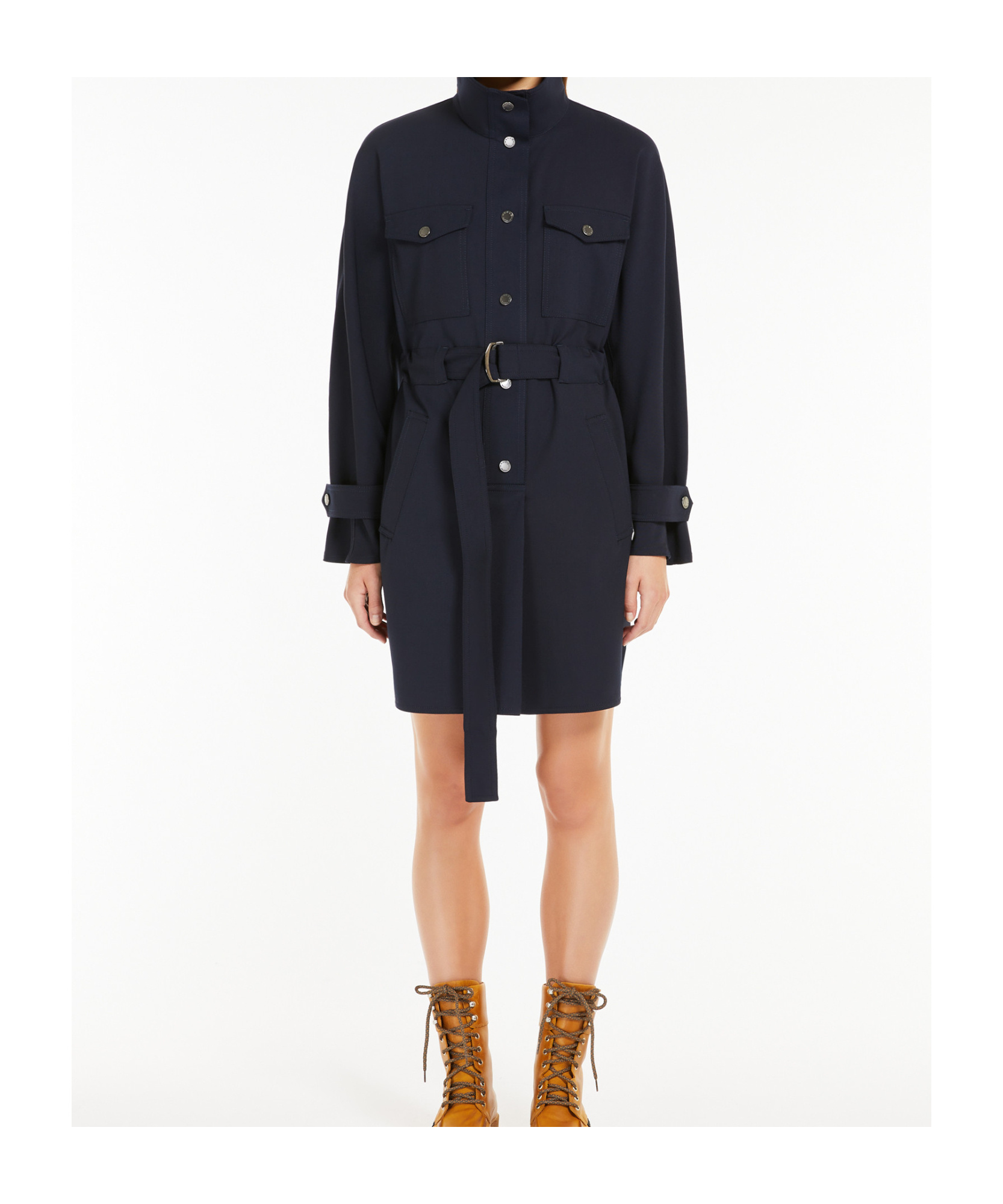 Weekend Max Mara Wool Gabardine Dress In Black