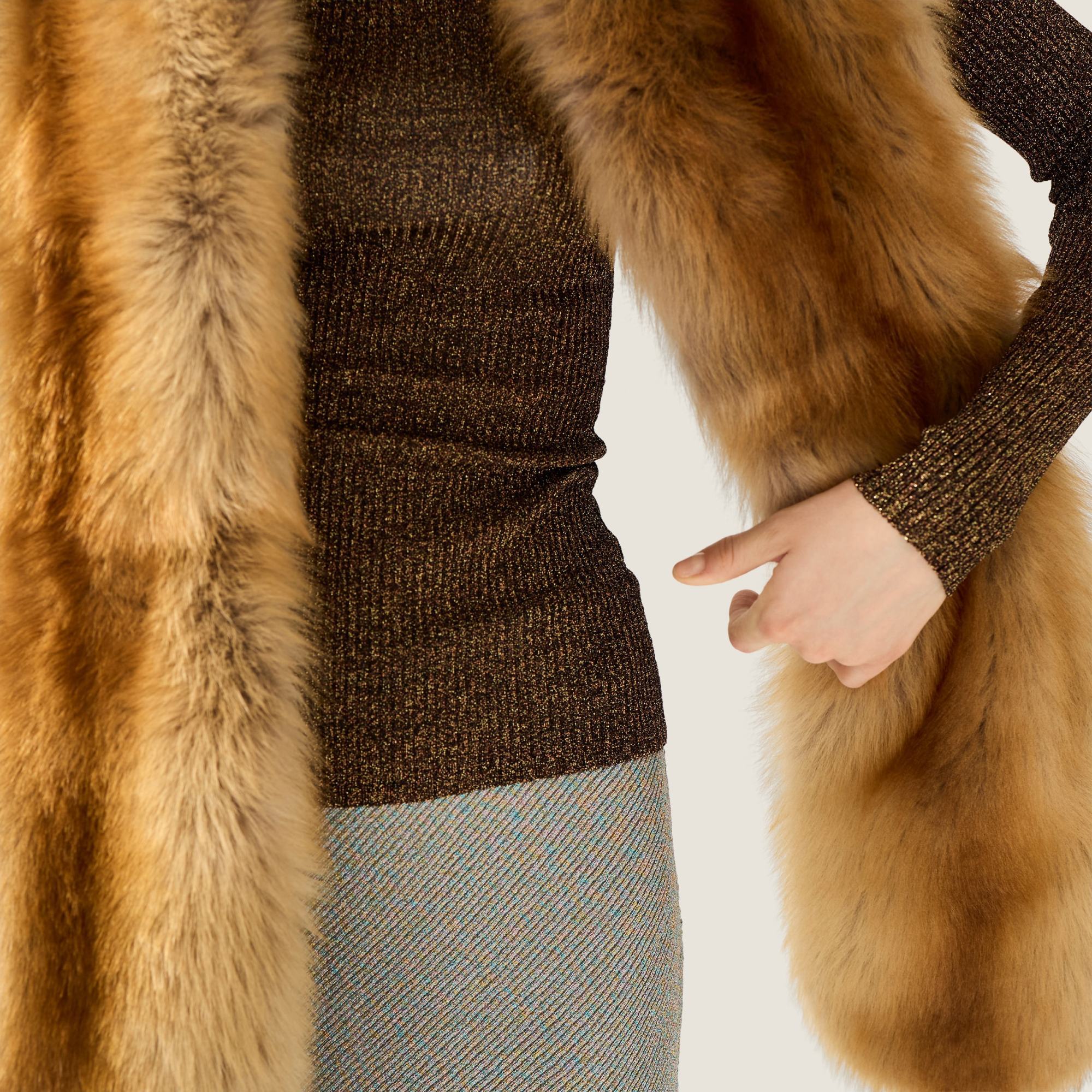 Miu Miu Lamé Crew-neck Sweater In Brown