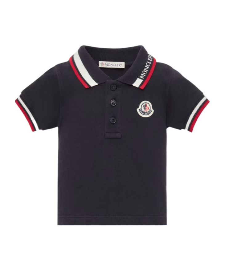 Moncler Three-color Trimmed Cotton Beaded Mesh Polo Shirt In Blue
