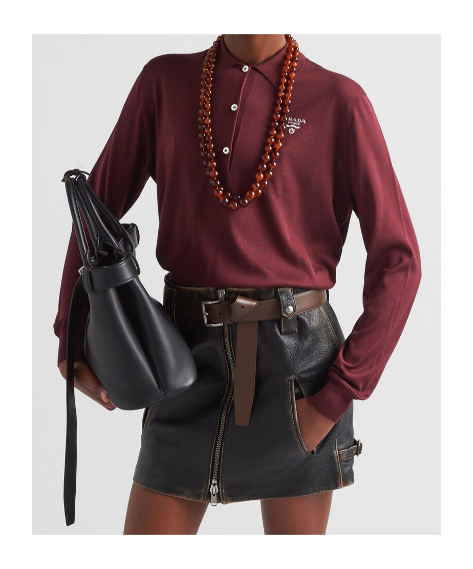 Prada Leather Mini Skirt In Black