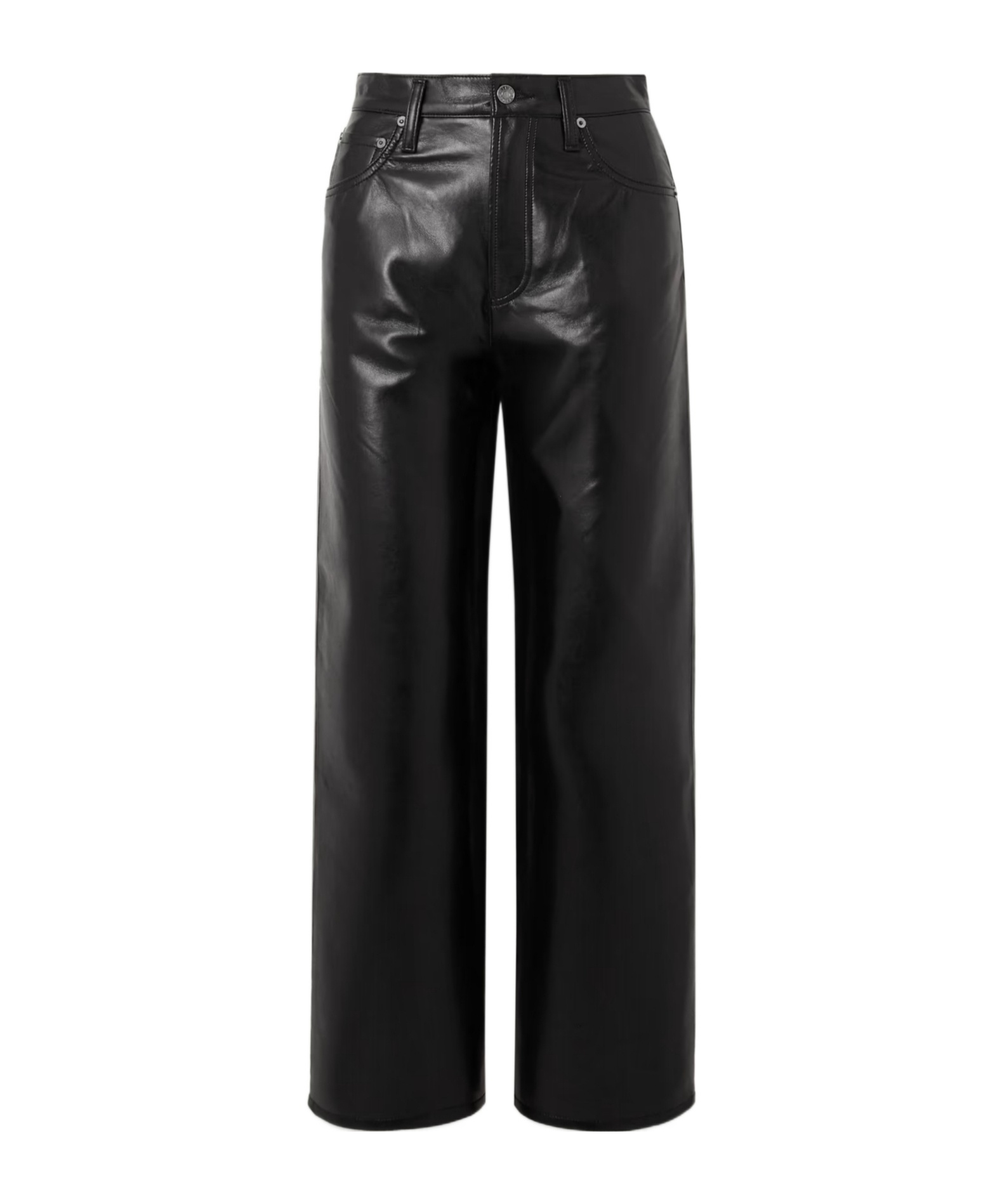 Agolde High Waist Wide Leg Casual Pants In Black
