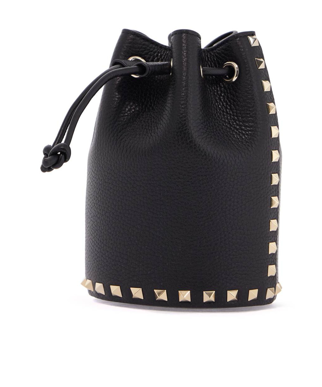 Valentino Borsa Mini In Pelle Nera Con Rivetti Piramidali E Chiusura A Cordoncino In Black