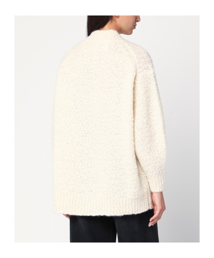 Isabel Marant Relaxed Fit High Neck Sweater With Longer Hem In White
