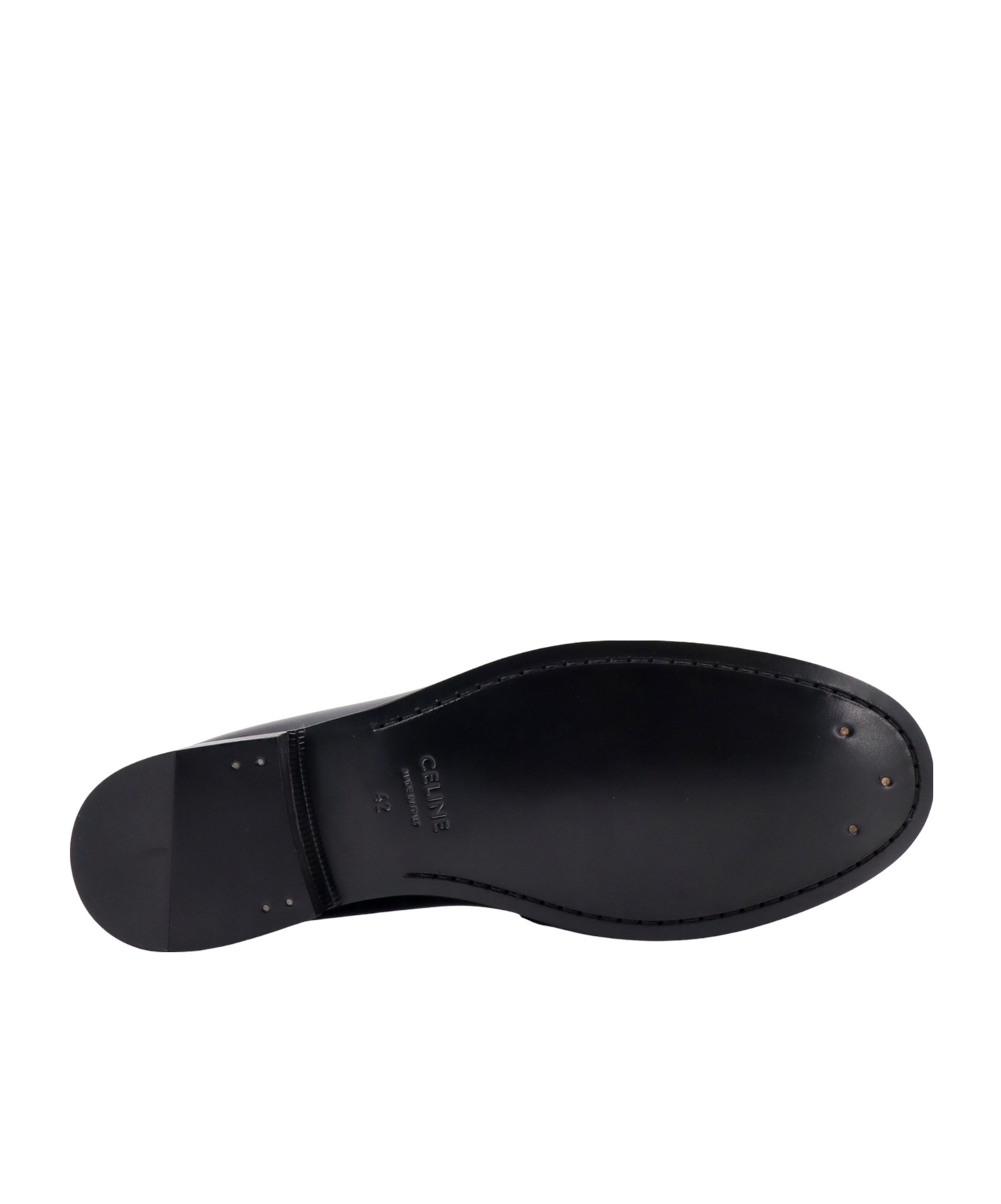 Celine Men Vivienne Leather Loafer With Perforated Triomphe Logo In Animal Print