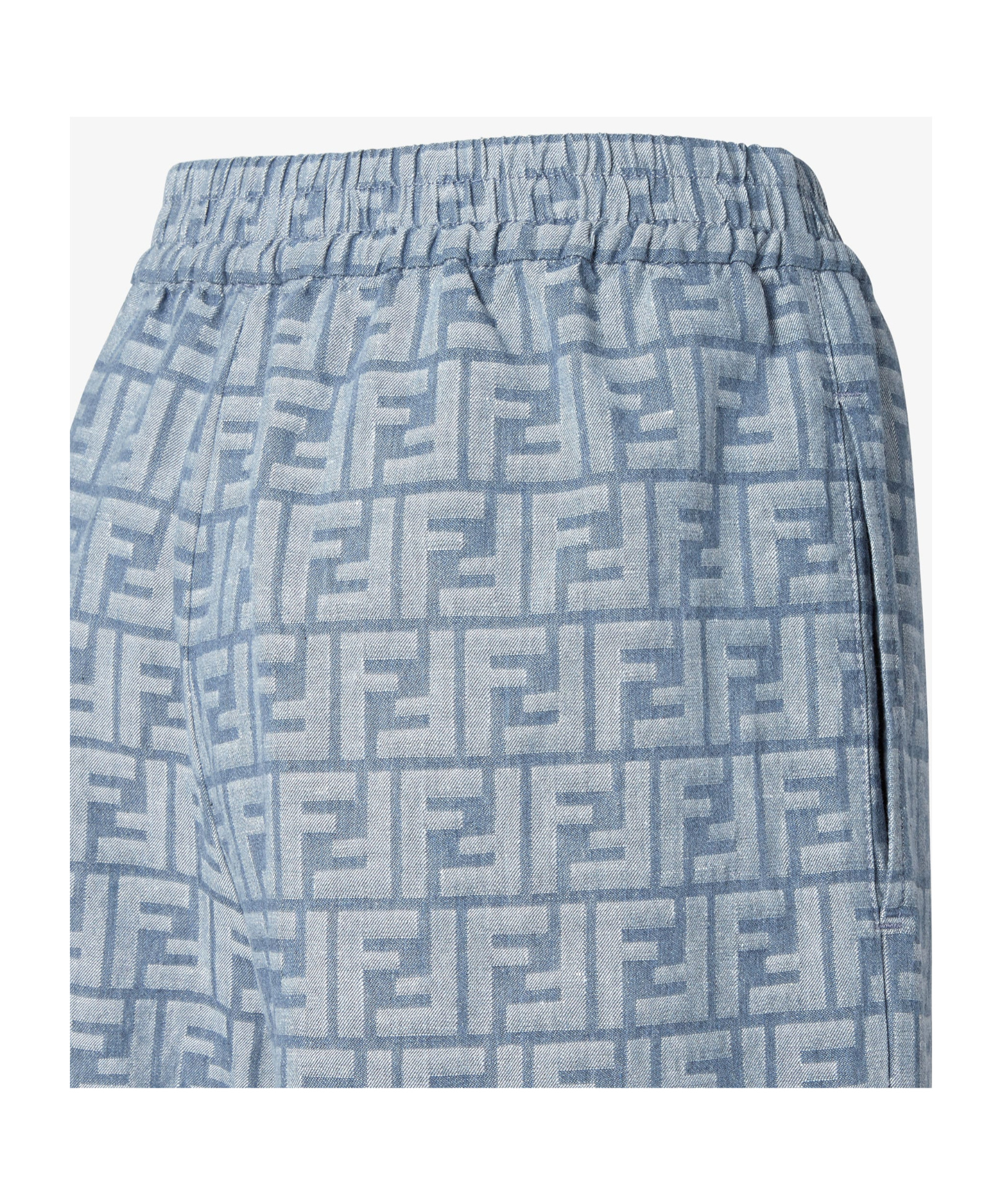 Fendi Women Ff Chambray Denim Pants In Blue