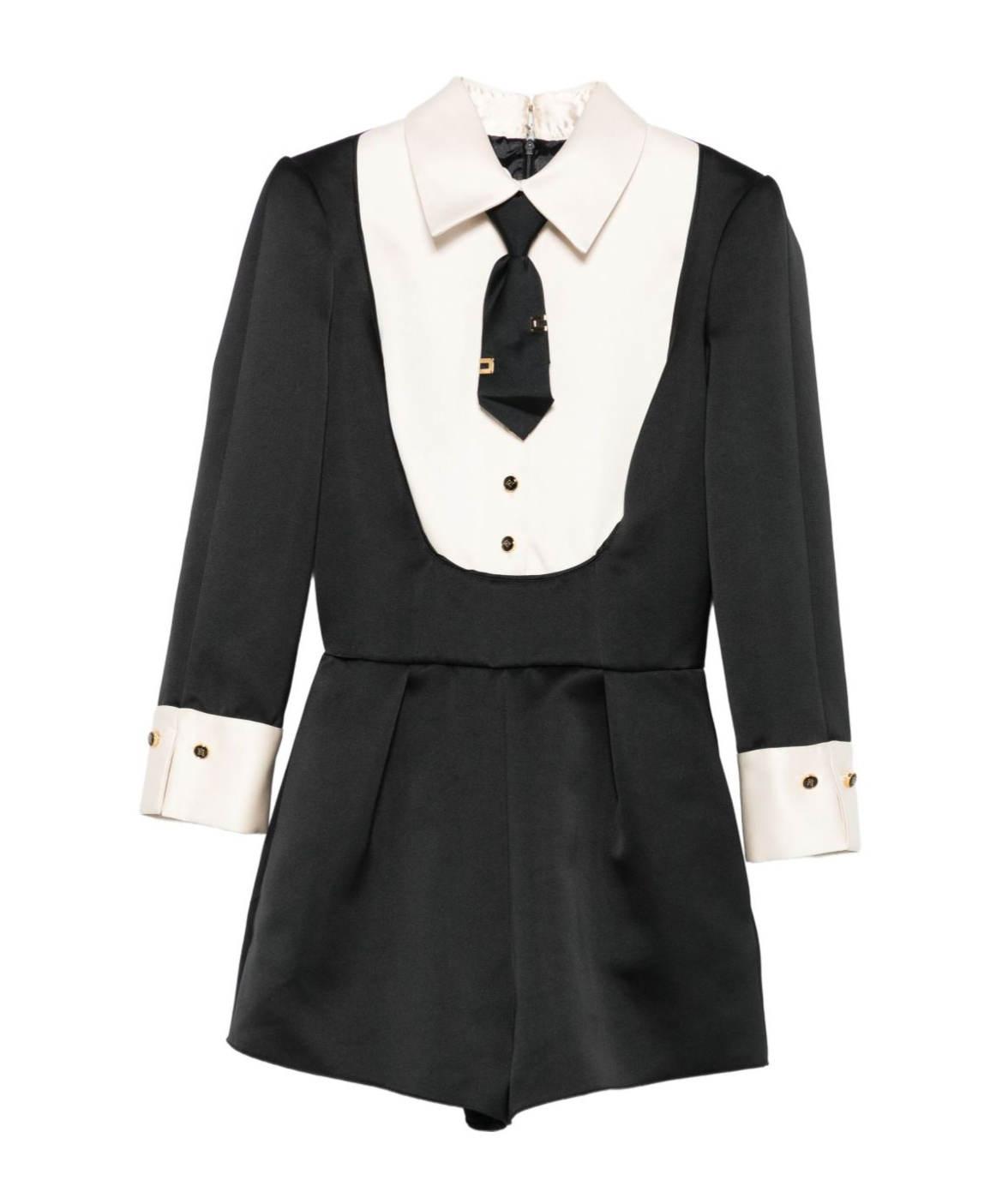 Elisabetta Franchi Neck-tie Playsuit In Black