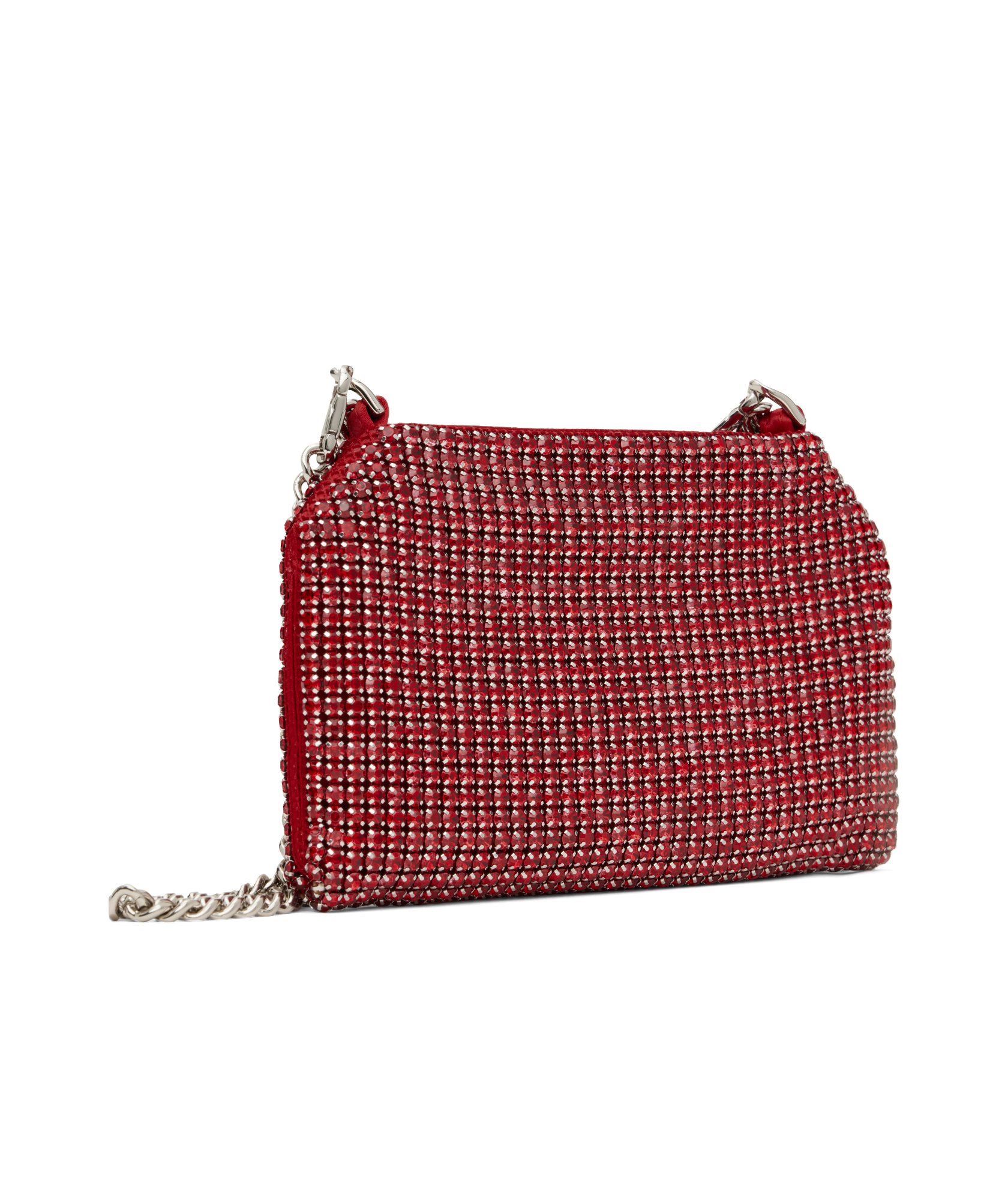 Stella Mccartney Red Falabella Crystal Mesh Shoulder Bag In Red