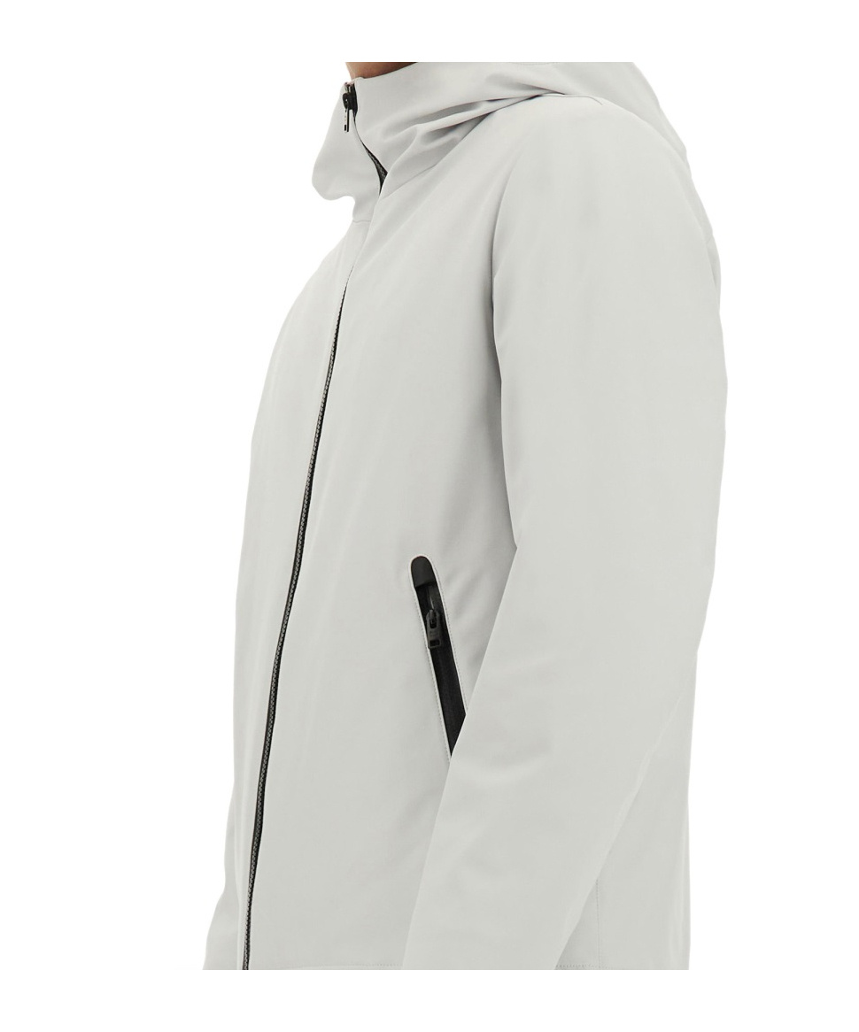 Woolrich Hooded Jacket With Long Sleeves And Pockets In Gray