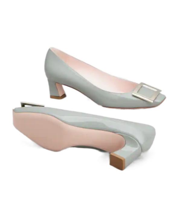 Shop Roger Vivier Trompette Square-toed Heels In Gray