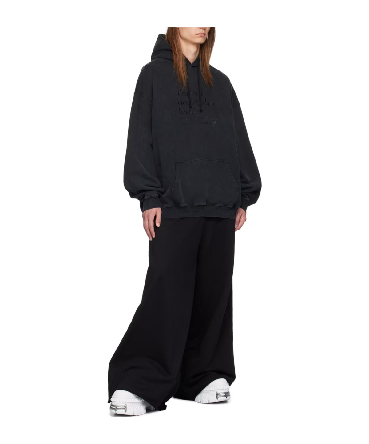 Vetements Drawstring Hood Hoodie In Black
