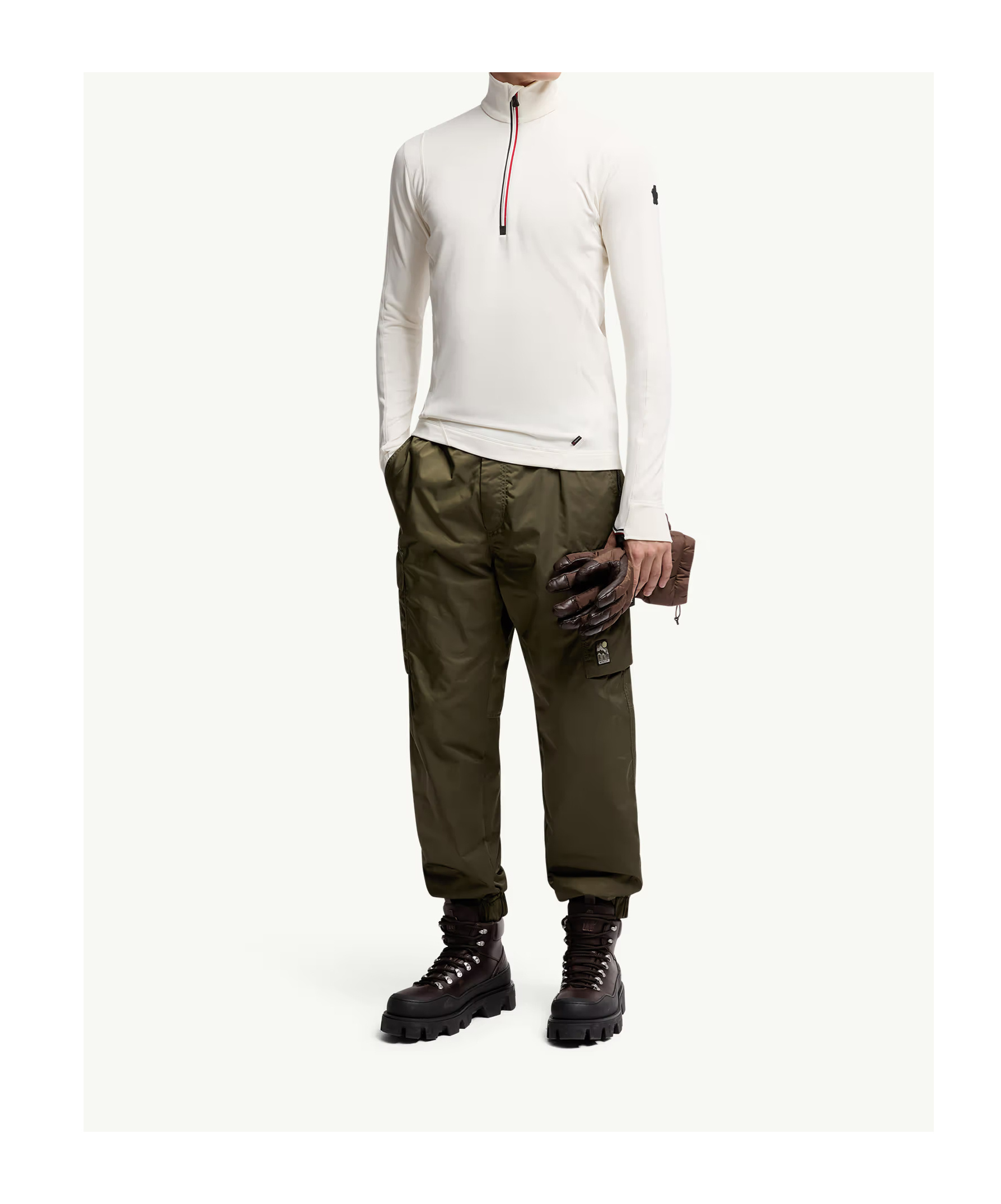 Moncler Polartec Half Zip Sweatshirt In White