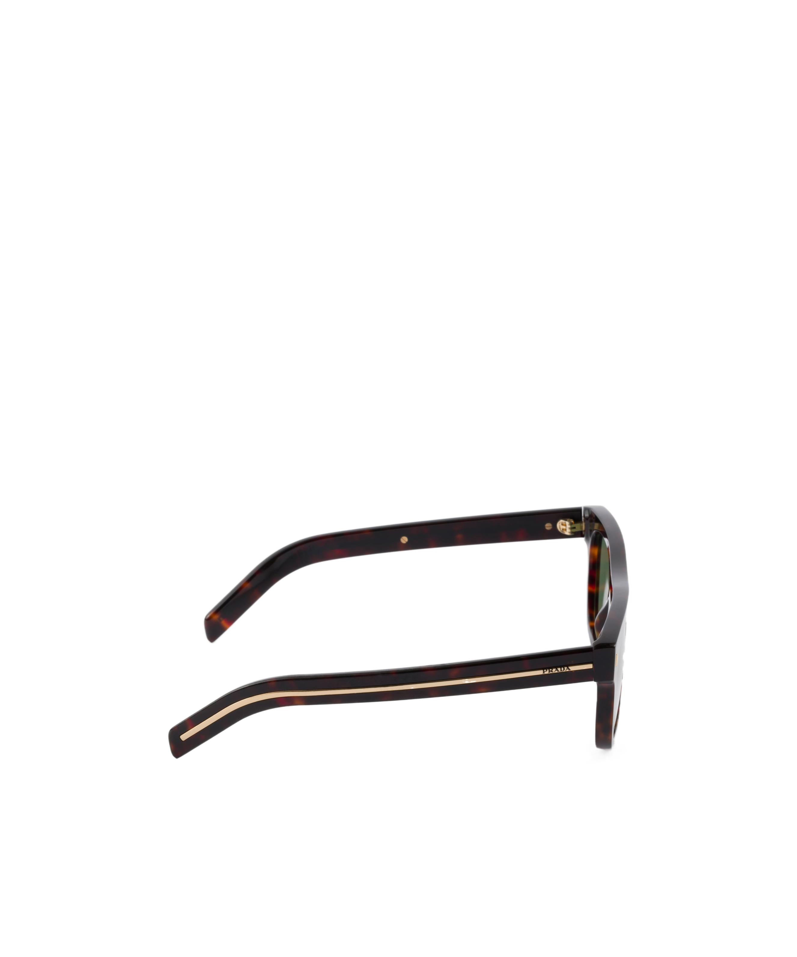 Shop Prada Sunglasses With The Iconic Metal Plaque In Stone Nanmu Hawksbill Color