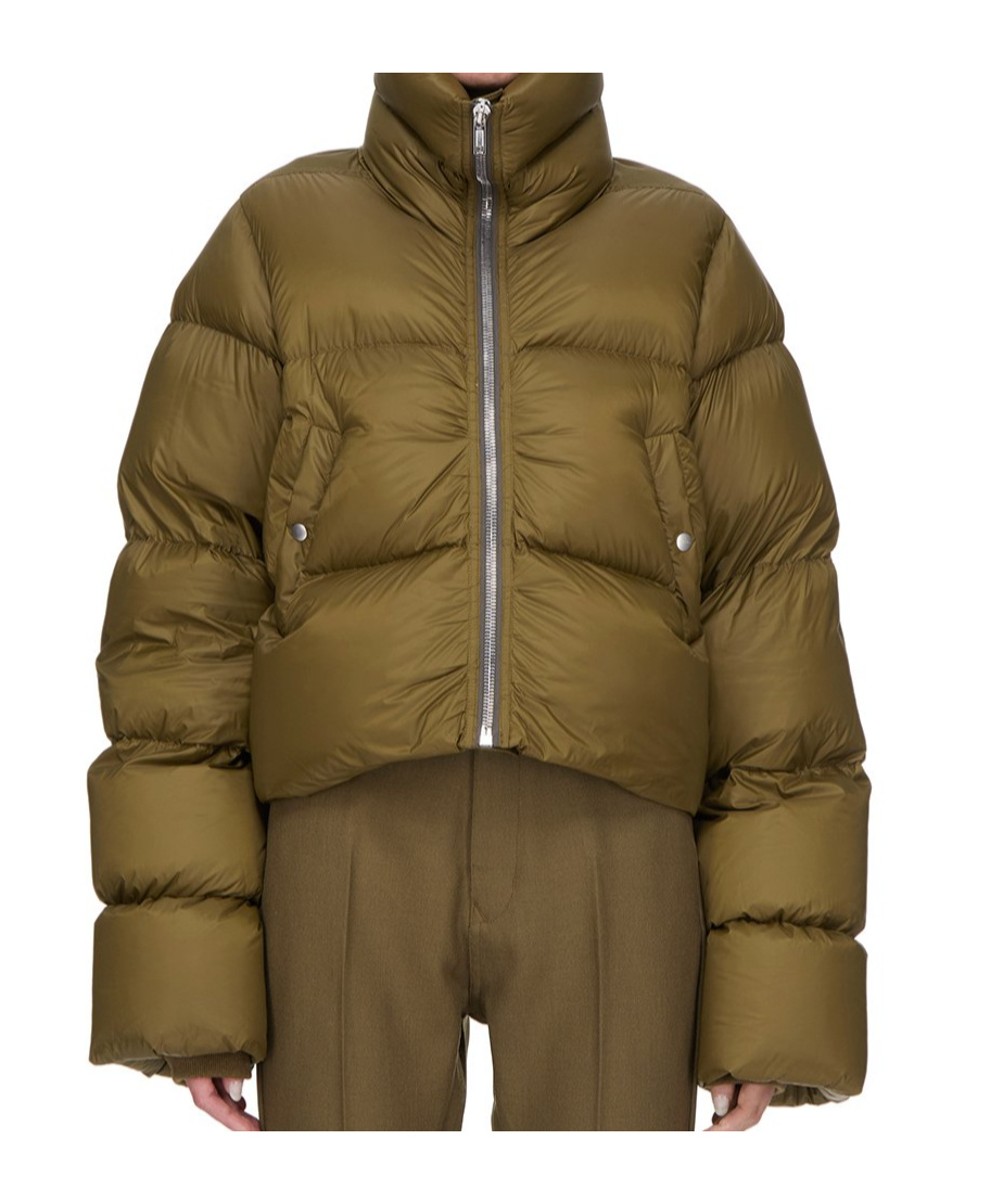 Rick Owens Brown Porterville Turtle Down Jacket In Green