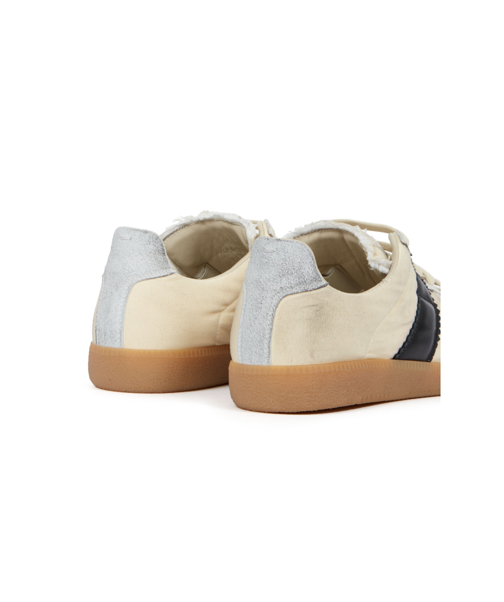 Maison Margiela Replica Leather And Suede-trimmed Twill Sneakers In Nude