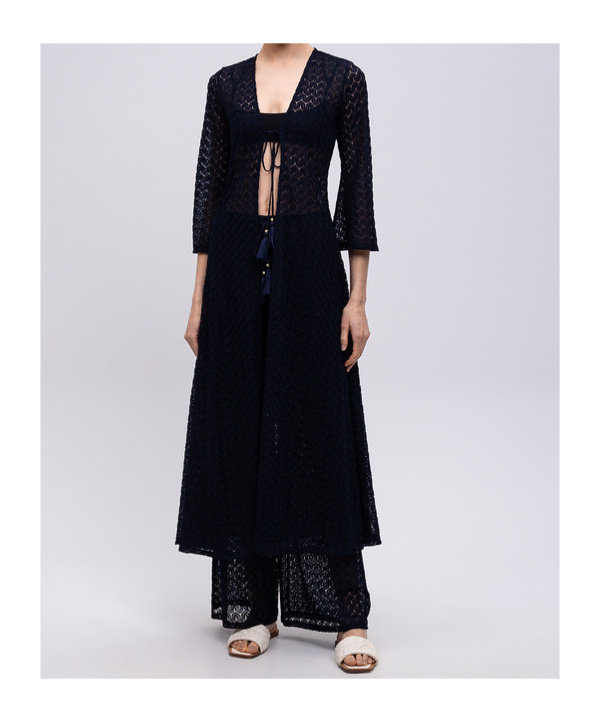 Twinset Open Knit Beach Dress In Black