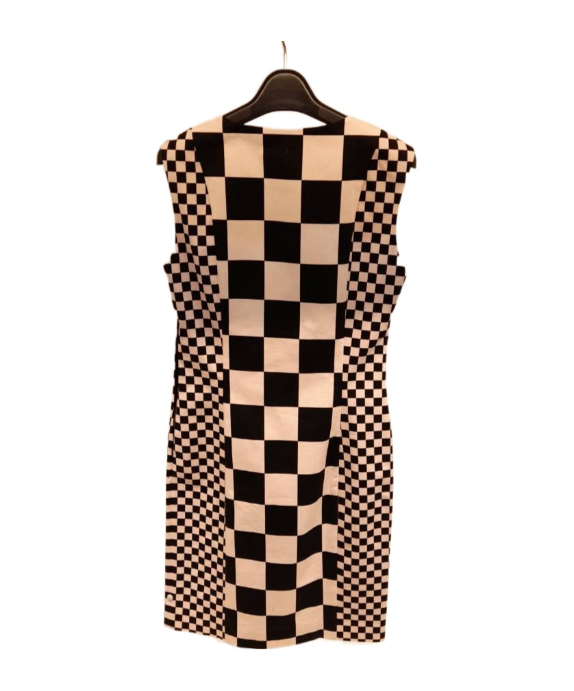 Moschino Round Collar Contrasting Dress In Nude
