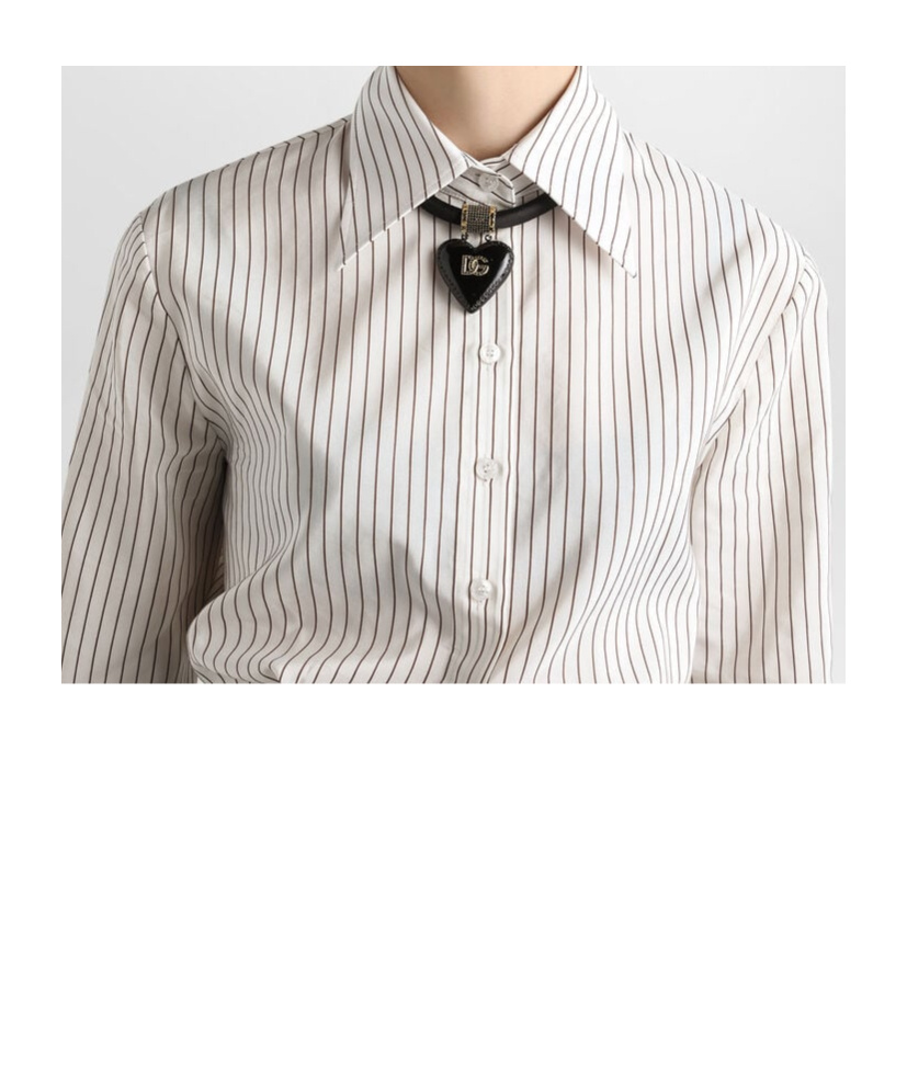 Dolce & Gabbana Pinstripe Tie-waist Shirt In White