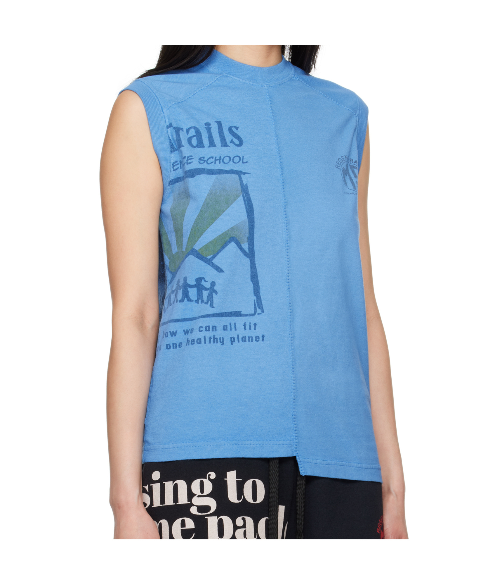Marine Serre Blue Regenerated Graphic T-shirts Tank Top In Blue