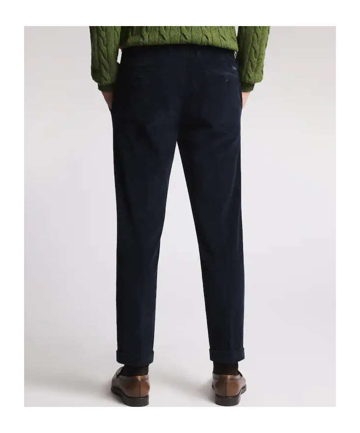 Fay Slim Pants In Velvet In Blue