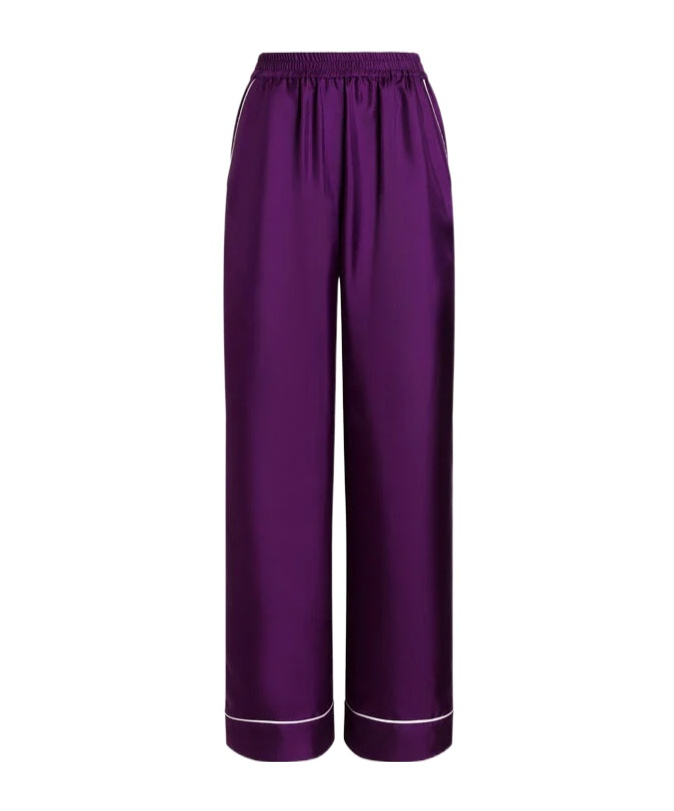 Dolce & Gabbana Silk Twill Vanity Pants In Purple