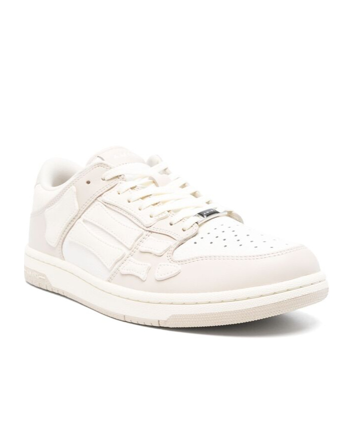 Amiri Skel Top Low White Sneakers With Skeleton Patch In Leather Man In White