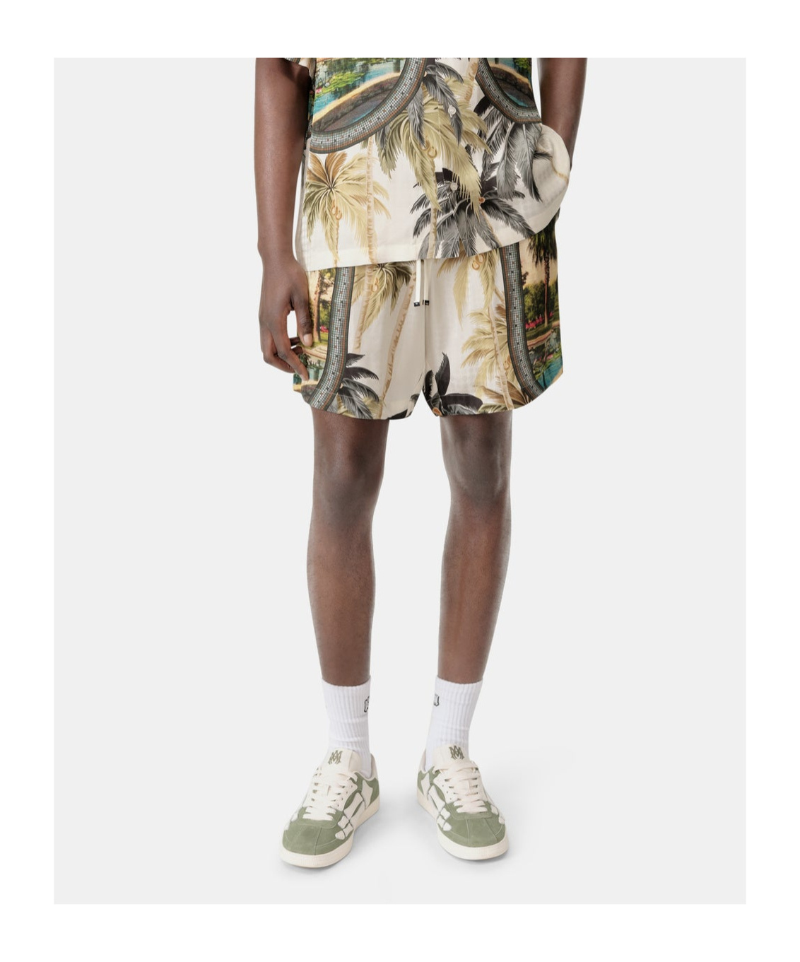 Amiri Paradise Straight-leg Printed Satin Drawstring Shorts In Multi