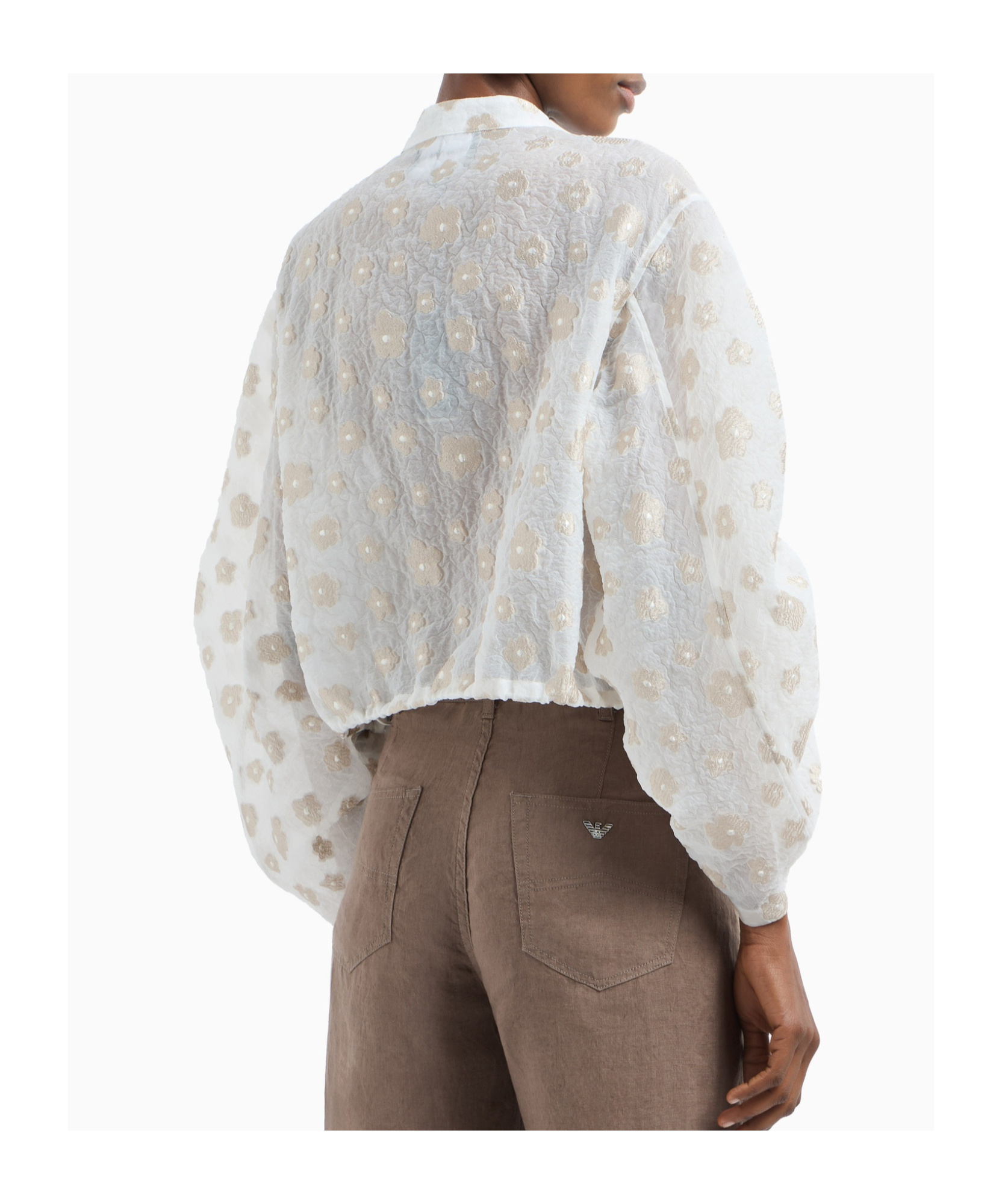 Shop Emporio Armani Embroidered Jacket In White/khaki