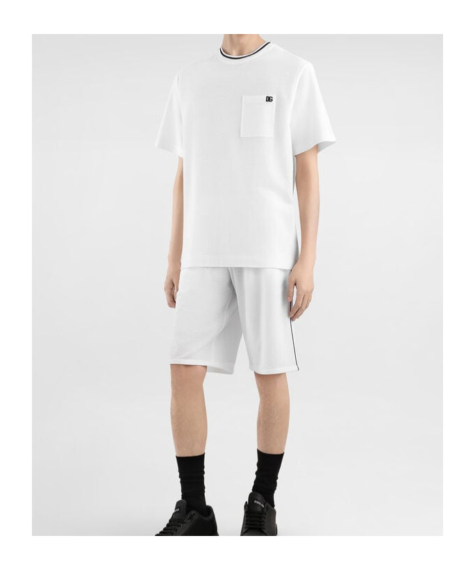 Dolce & Gabbana White Crewneck T-shirt With Logo Embroidery On The Front