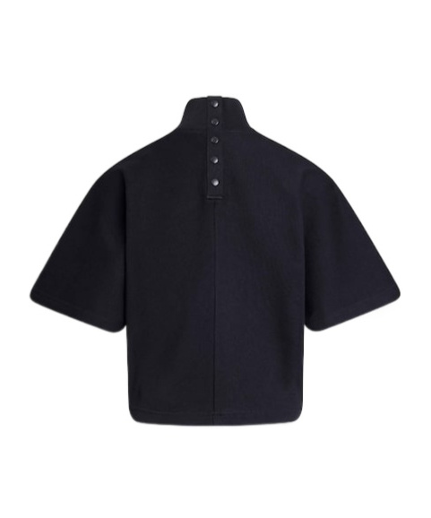 ALAÏA RIBBED COTTON HIGH NECK T-SHIRT 