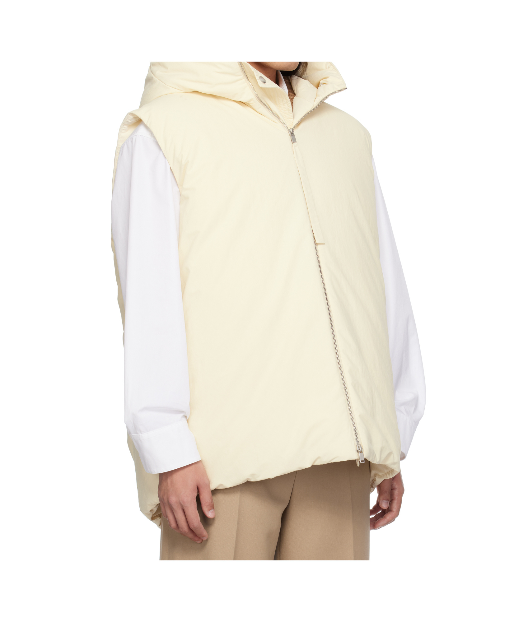 Jil Sander Oversized Hooded Down Vest In White