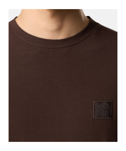 Stone Island Slim-fit T-shirtwith Compass Logo Patch In Brown