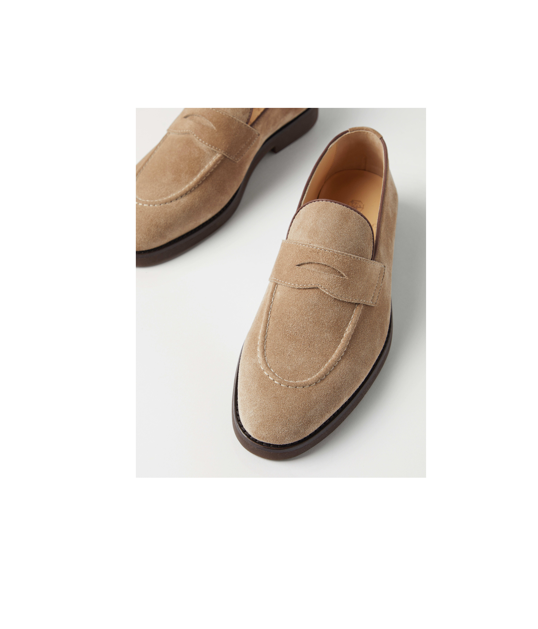 Brunello Cucinelli Suede Loafers In Nude