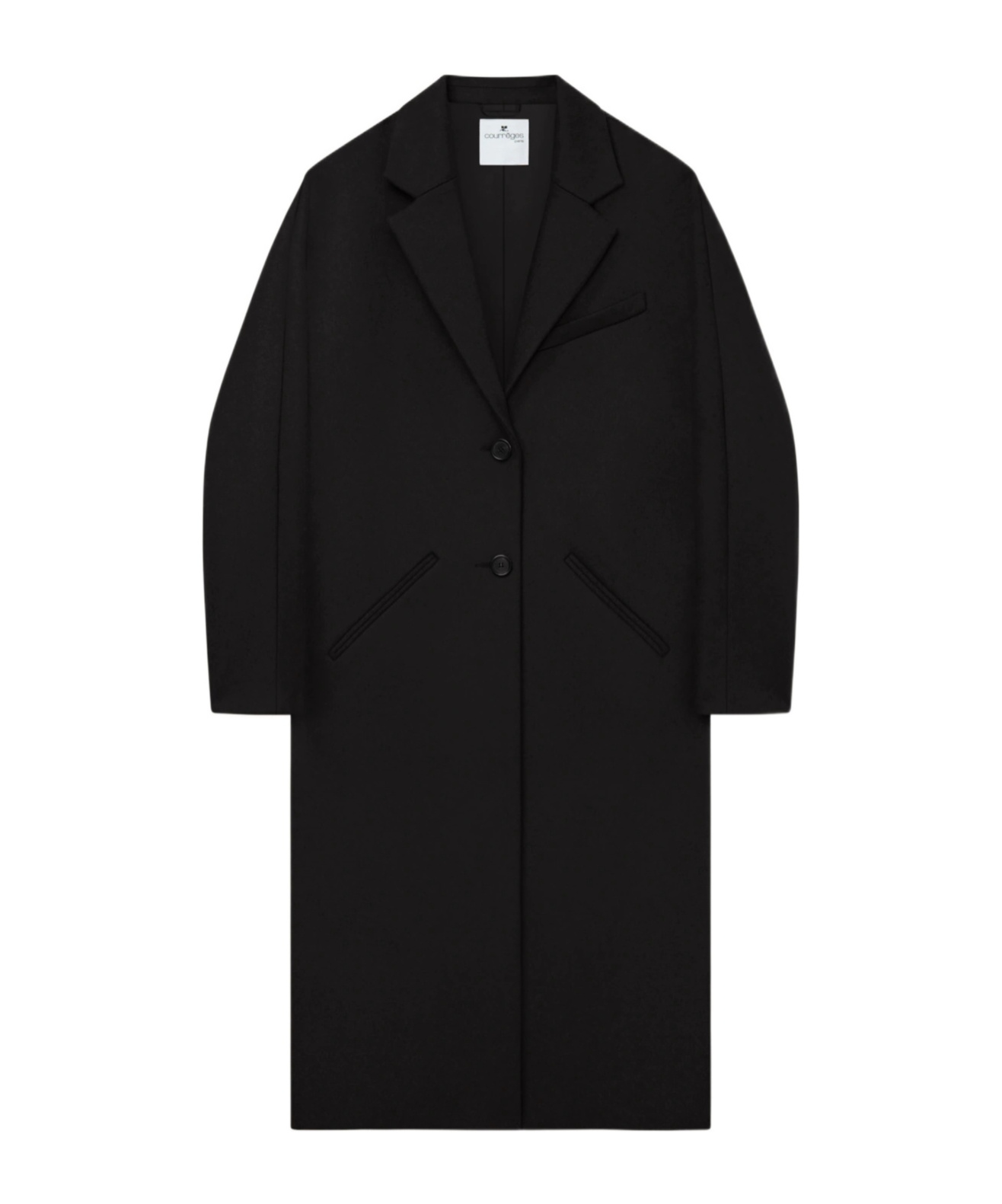 Shop Courrèges Cocoon Logo-appliqué Coat In Black