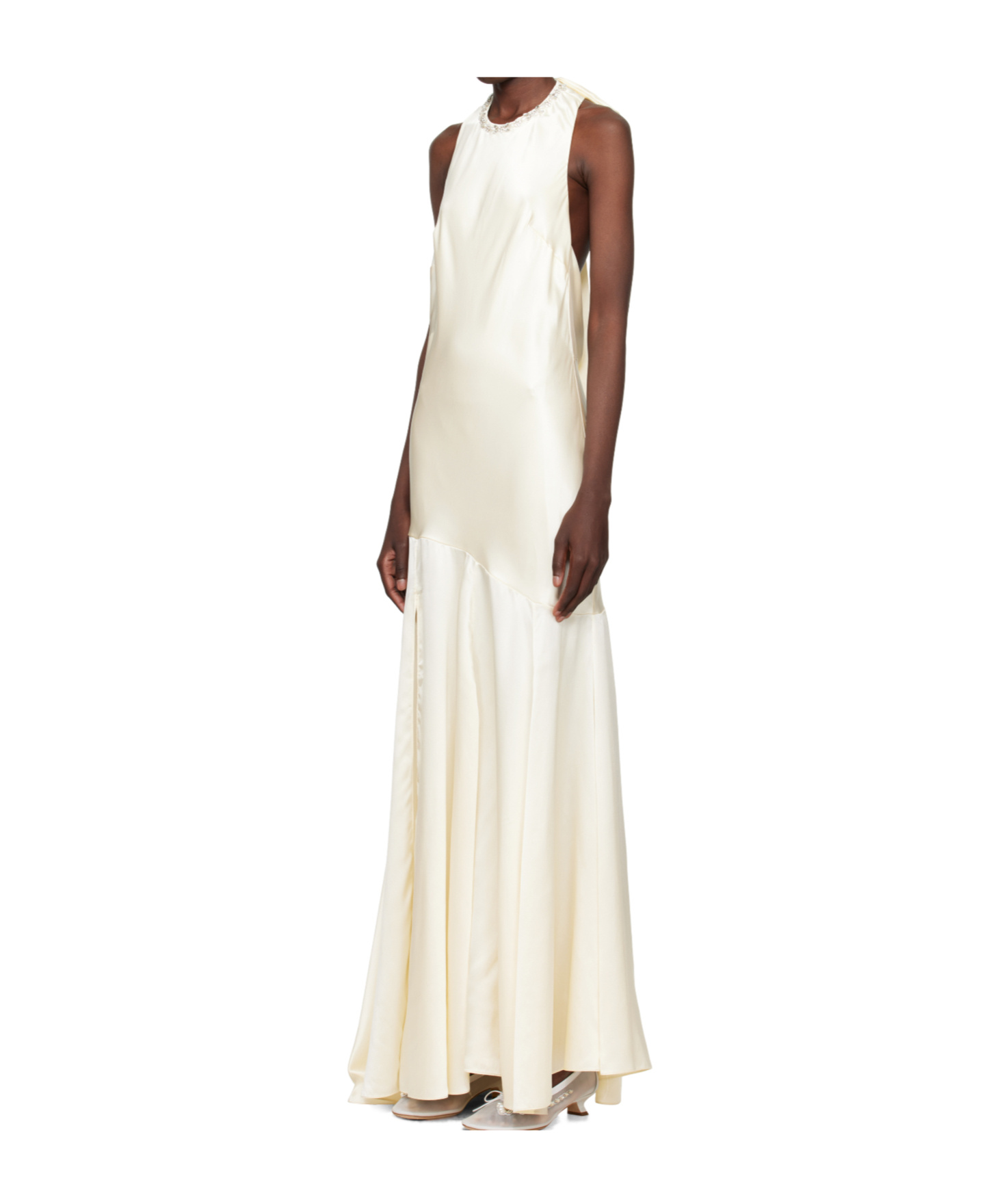 Simone Rocha Bridal Collection Silk Satin Bow Dress In Neutral