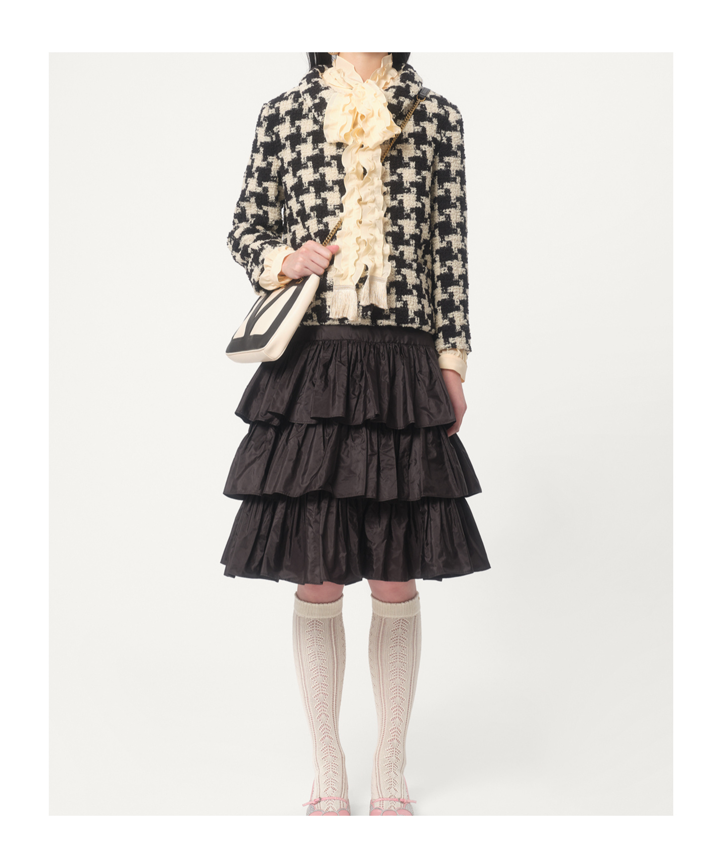 Valentino Extra Large Houndstooth Tweed Jacket In Black
