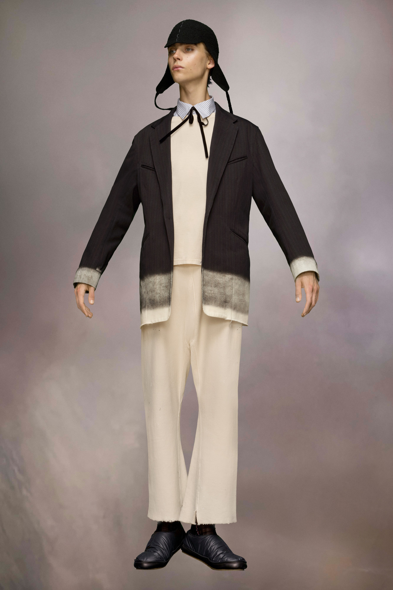 Maison Margiela Pendleton Pinstripe Blazer In Black