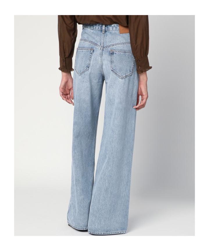 Isabel Marant High-waisted Wide Leg Jeans In Fluid Cotton Denim In Blue